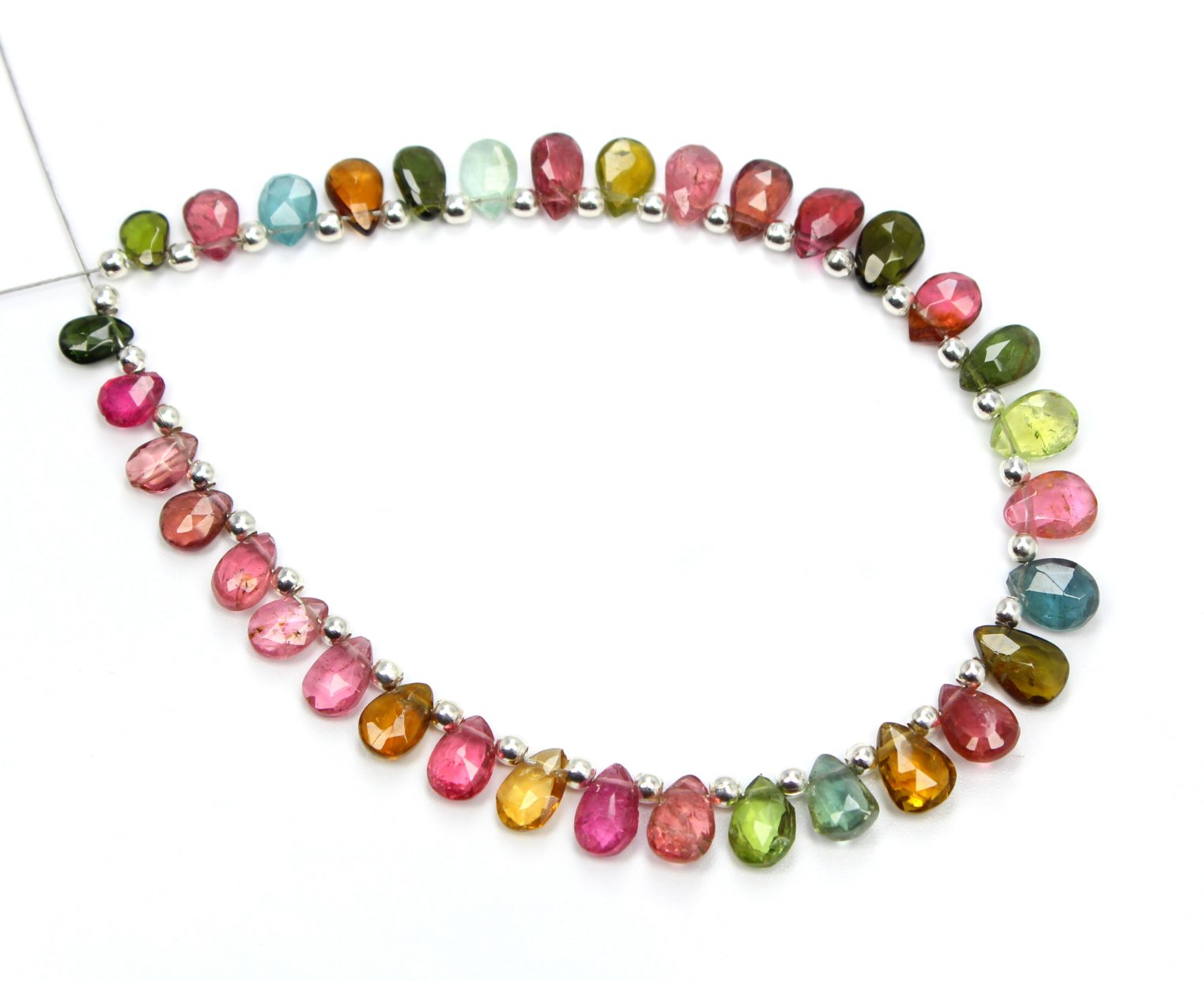 Multi Tourmaline Pear Shape Tourmaline Faceted Beads 7 Inch Top Quality Exporter