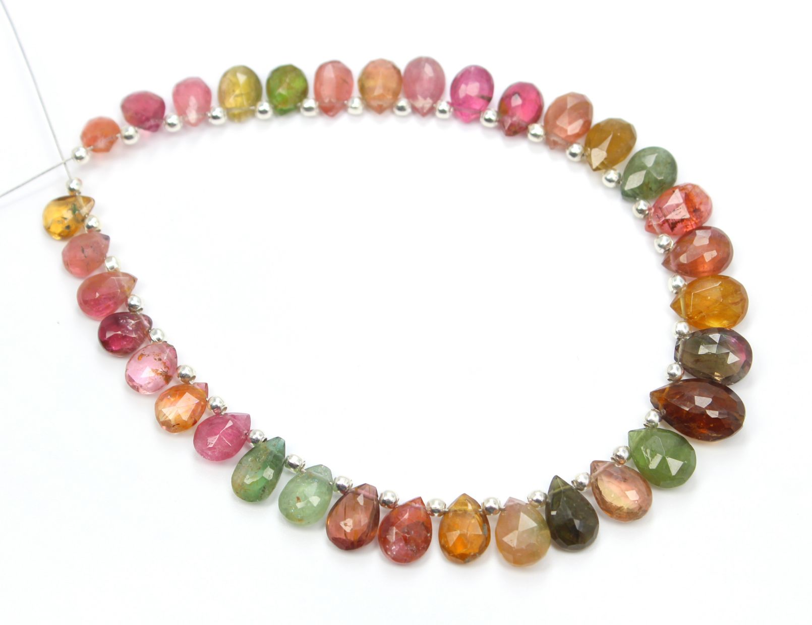 Natural Multi Tourmaline Pear Shape Tourmaline Faceted Stone Beads 8 In Exporter