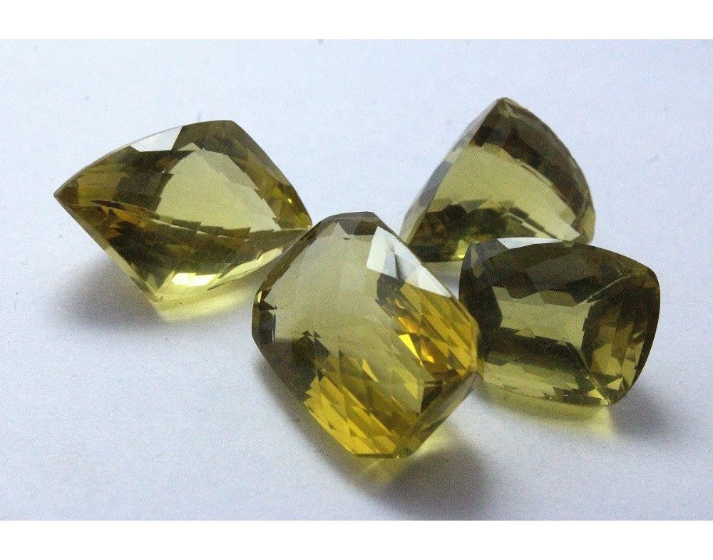 4 Pics Natural Lemon Quartz Faceted Cabochon Fancy Shape Exporter