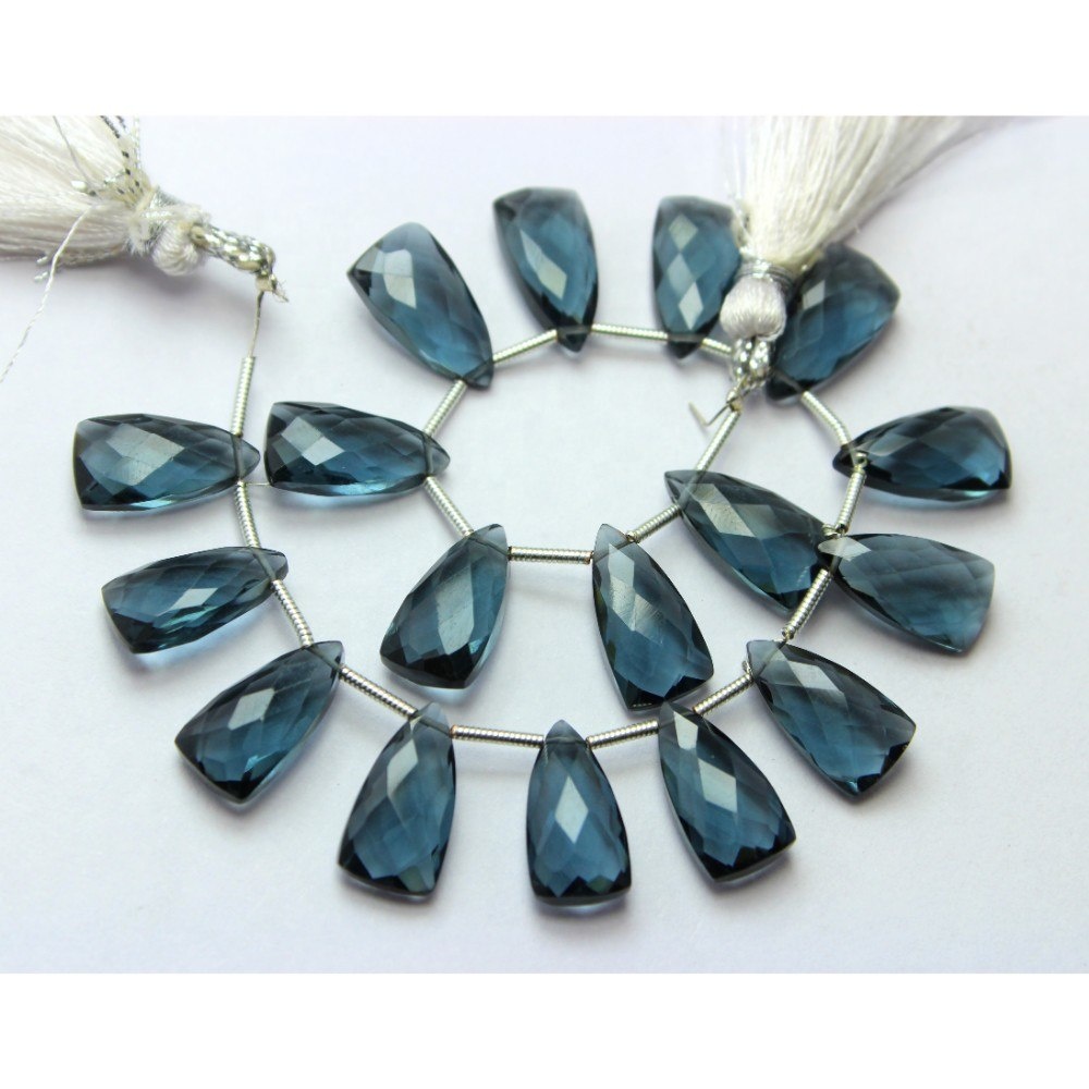 Superb Natural Blue Topaz Quartz Faceted Fancy Shape Briolette Beads Exporter