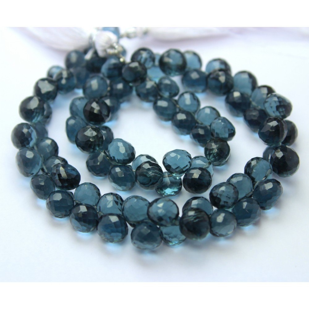 Awesome Natural Blue Topaz Faceted Quartz Onion Shape Briolette Beads Exporter