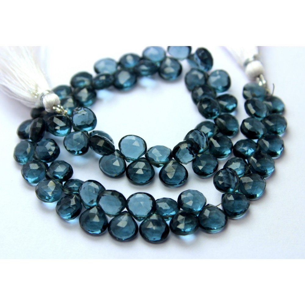 Brilliant Natural London Blue Topaz Quartz Heart Shape Briolette Beads Exporter