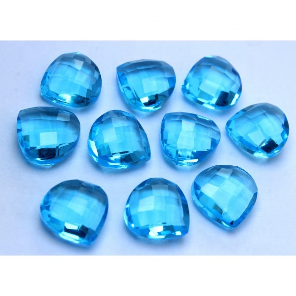 Matched Pair Blue Topaz Quartz Faceted Gemstones Heart Shape Briolette Exporter