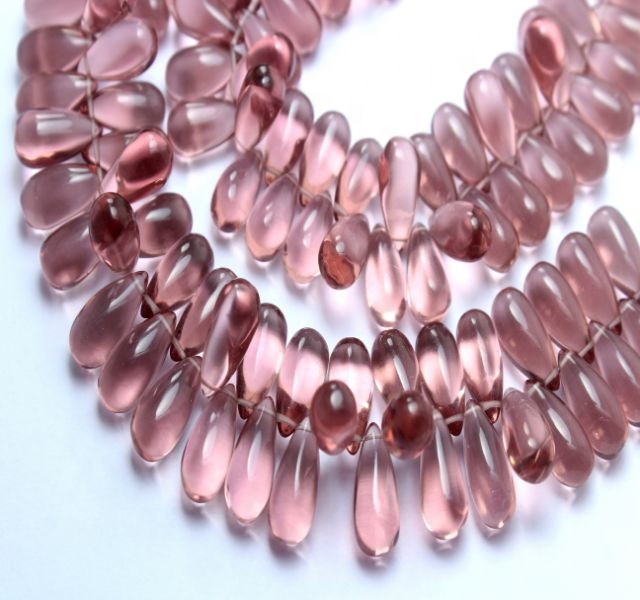 Good Quality Natural Pink Amethyst Quartz Smooth Beads 8"Inch Exporter