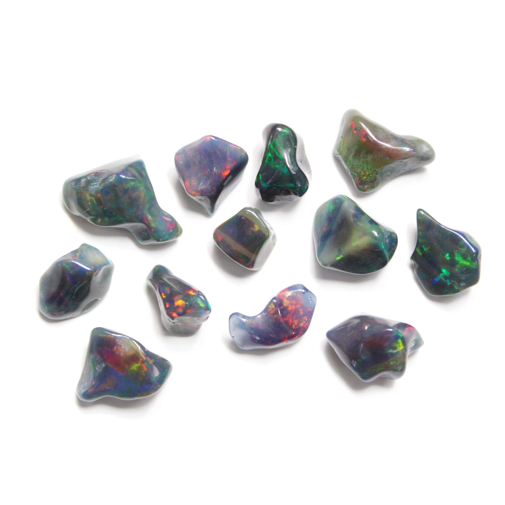 12 Piece Natural Black Ethiopian Opal Smooth Raw Shape Loose Gemstone Exporter