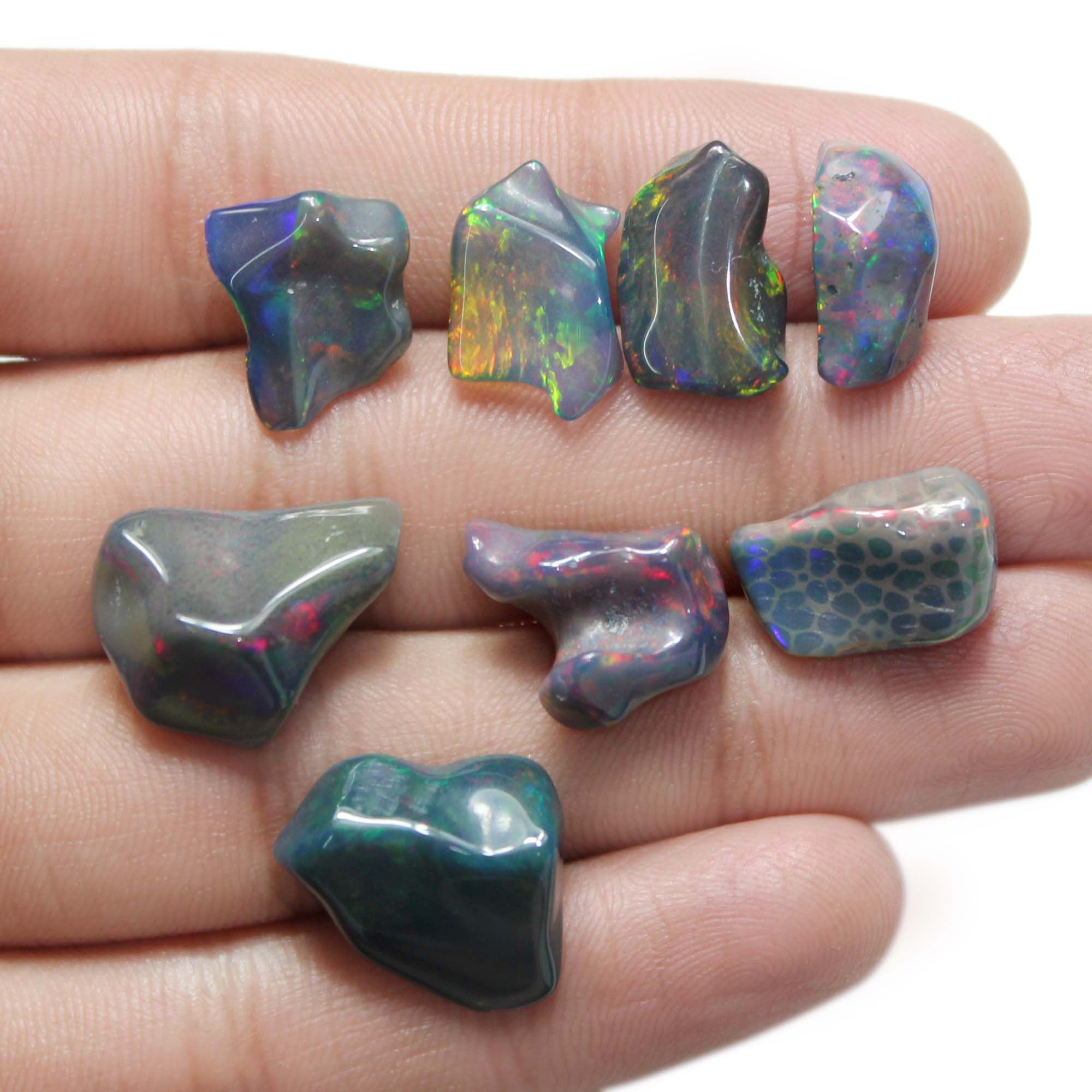 Black Ethiopian Opal Smooth Raw Shape Loose Gemstone Size 10x13MM Exporter