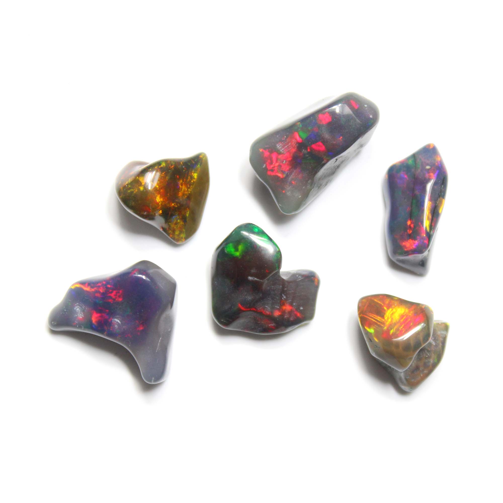 6 Piece Lot Natural Black Ethiopian Opal Smooth Rough Gemstone Exporter