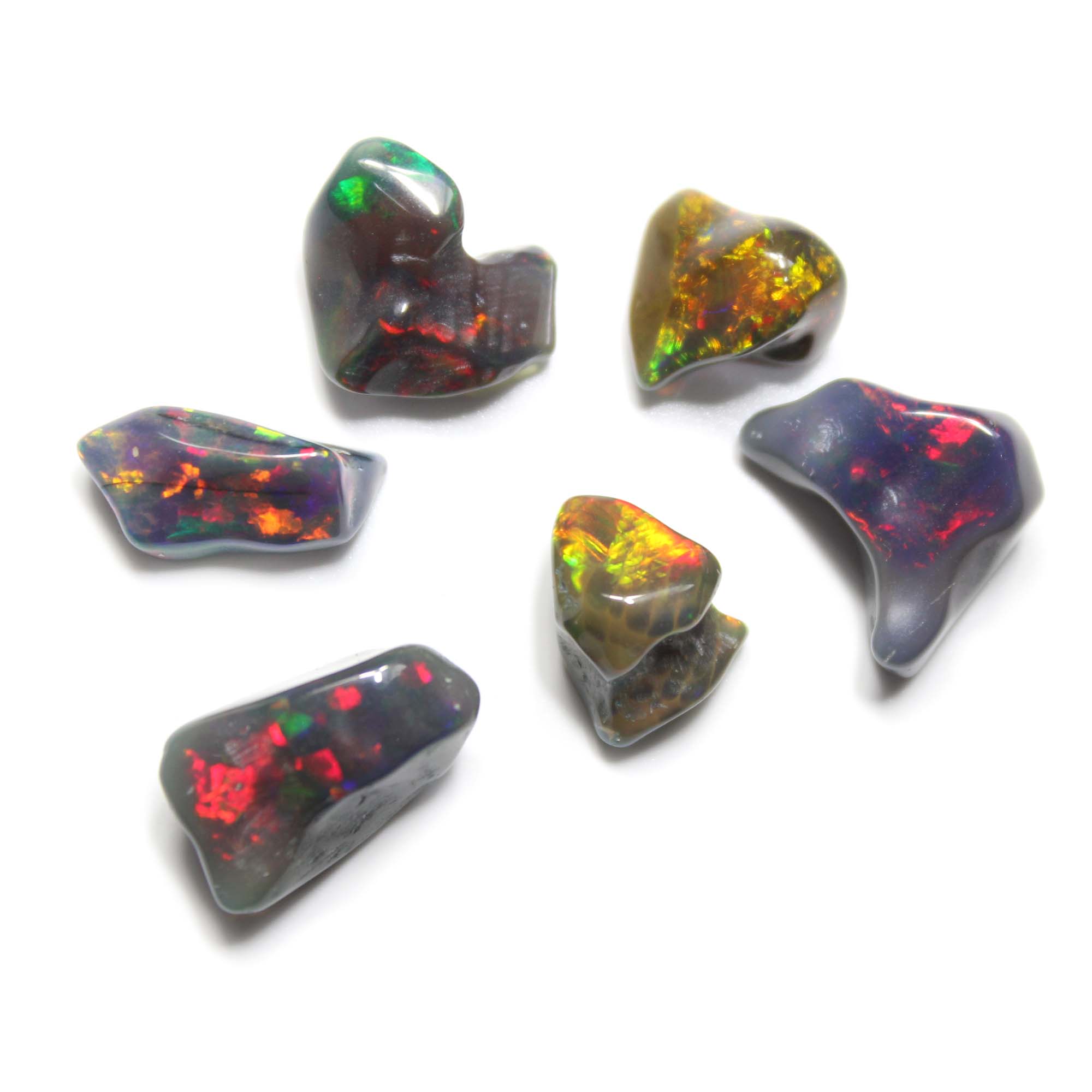 6 Piece Lot Natural Black Ethiopian Opal Smooth Rough Gemstone Exporter