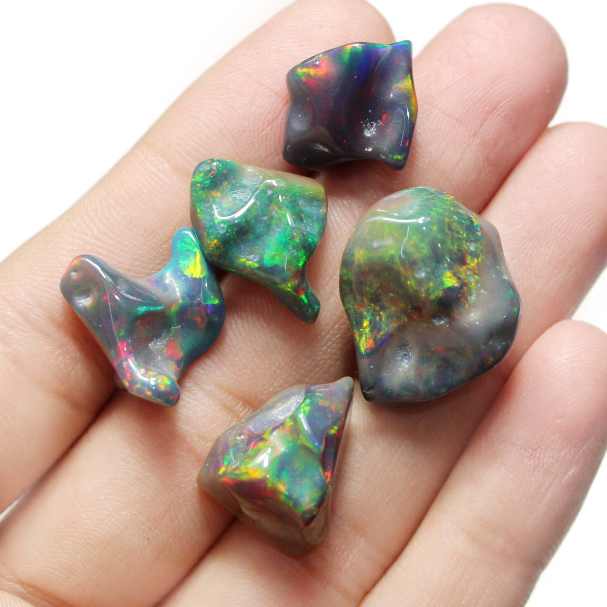 Black Ethiopian Opal Smooth Rough Shape Loose Gemstone Size 12x13MM Exporter