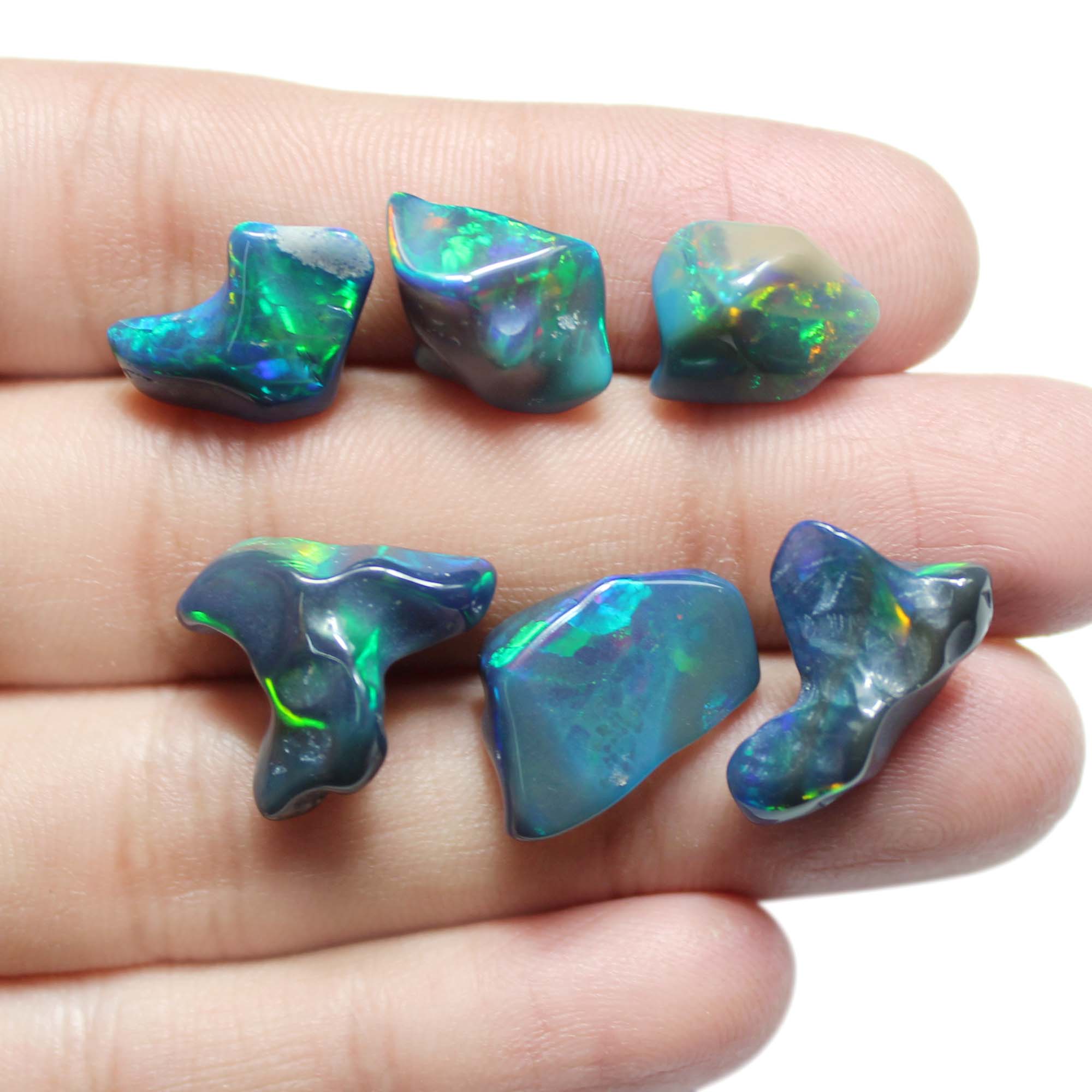 6 Piece Lot Natural Black Ethiopian Opal Smooth Rough Shape Gemstone Supplier