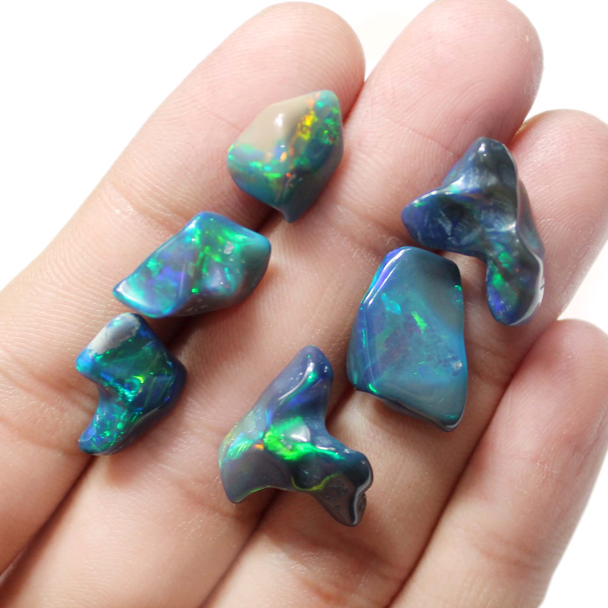 6 Piece Lot Natural Black Ethiopian Opal Smooth Rough Shape Gemstone Supplier