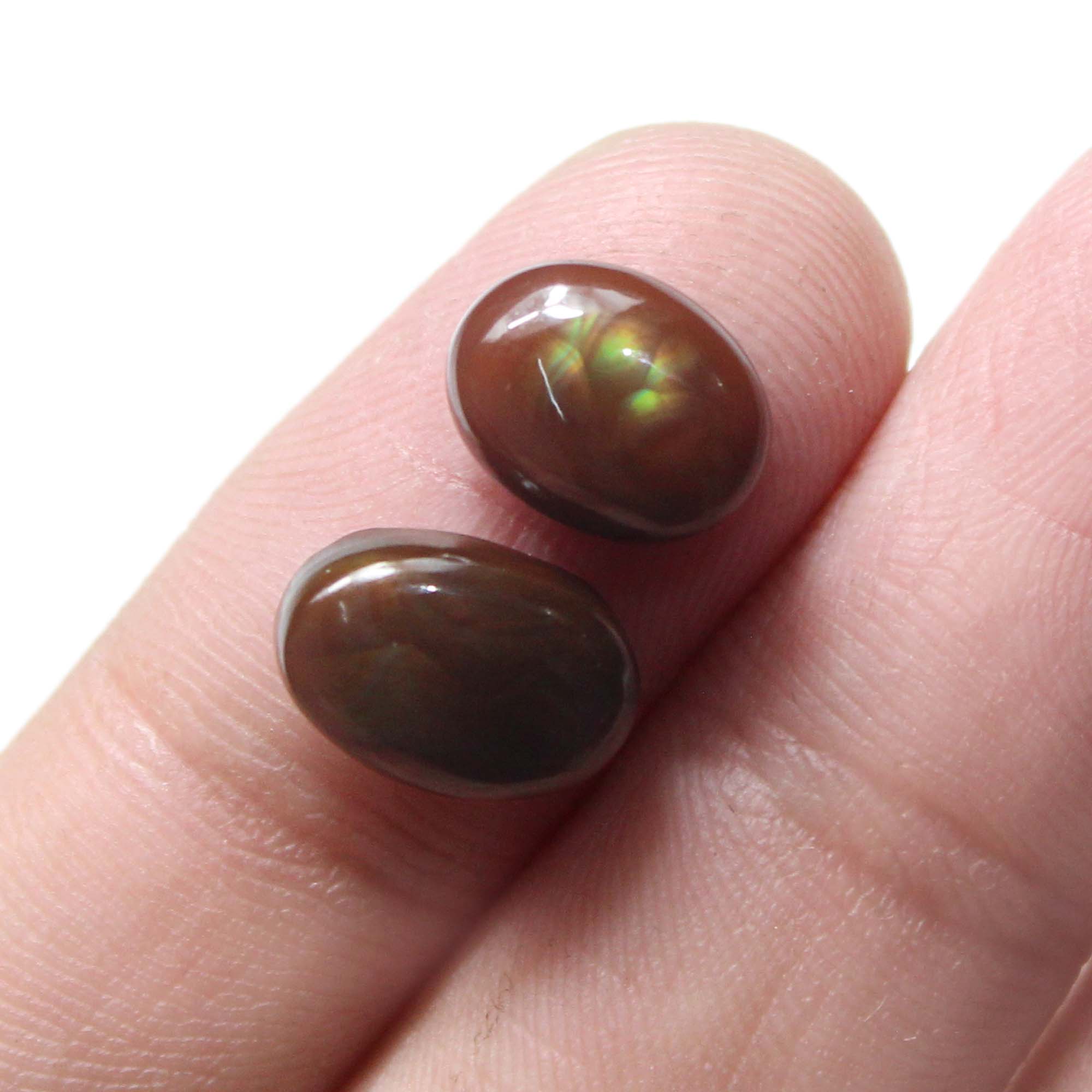 2 Piece Lot Natural Mexican Fire Agate Smooth Cabochon Oval Shape Supplier