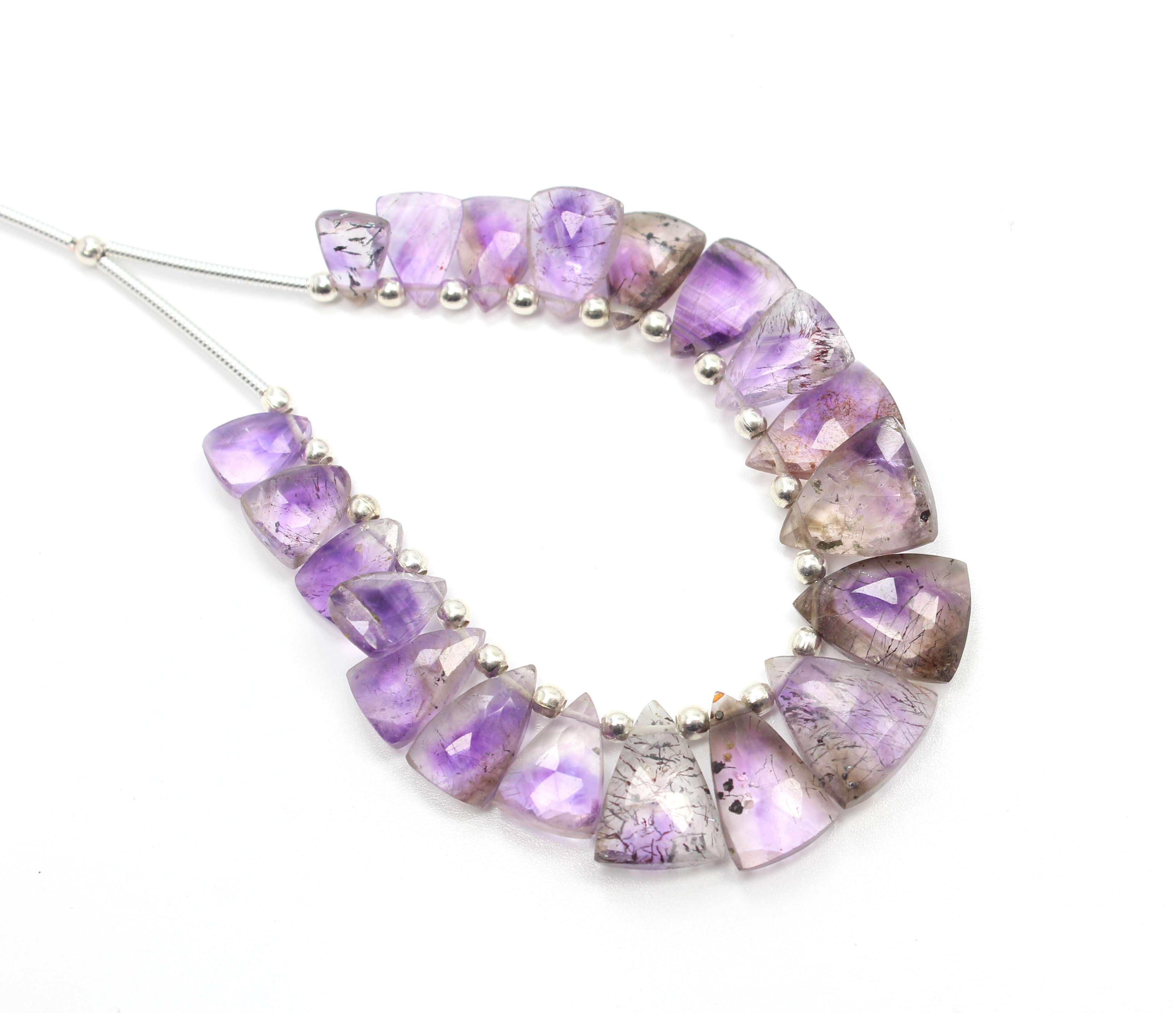Natural Super Seven Amethyst Rutile Faceted Cut Stone Trillion Shape Supplier