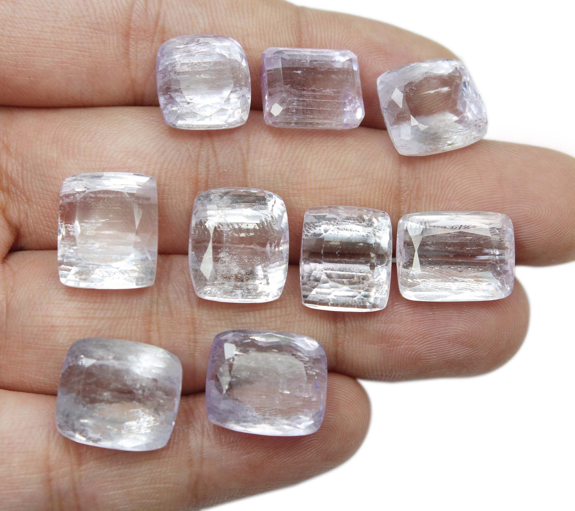 Natural Kunzite Cut Stone Rectangle Shape 13X13MM Supplier