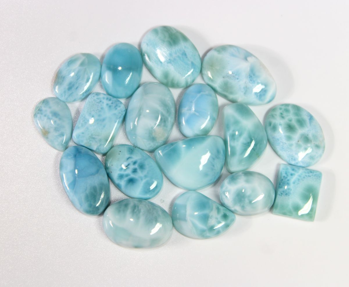 20 Piece Lot Natural Larimar Smooth Cabochon Mix Shape 11X7MM Supplier