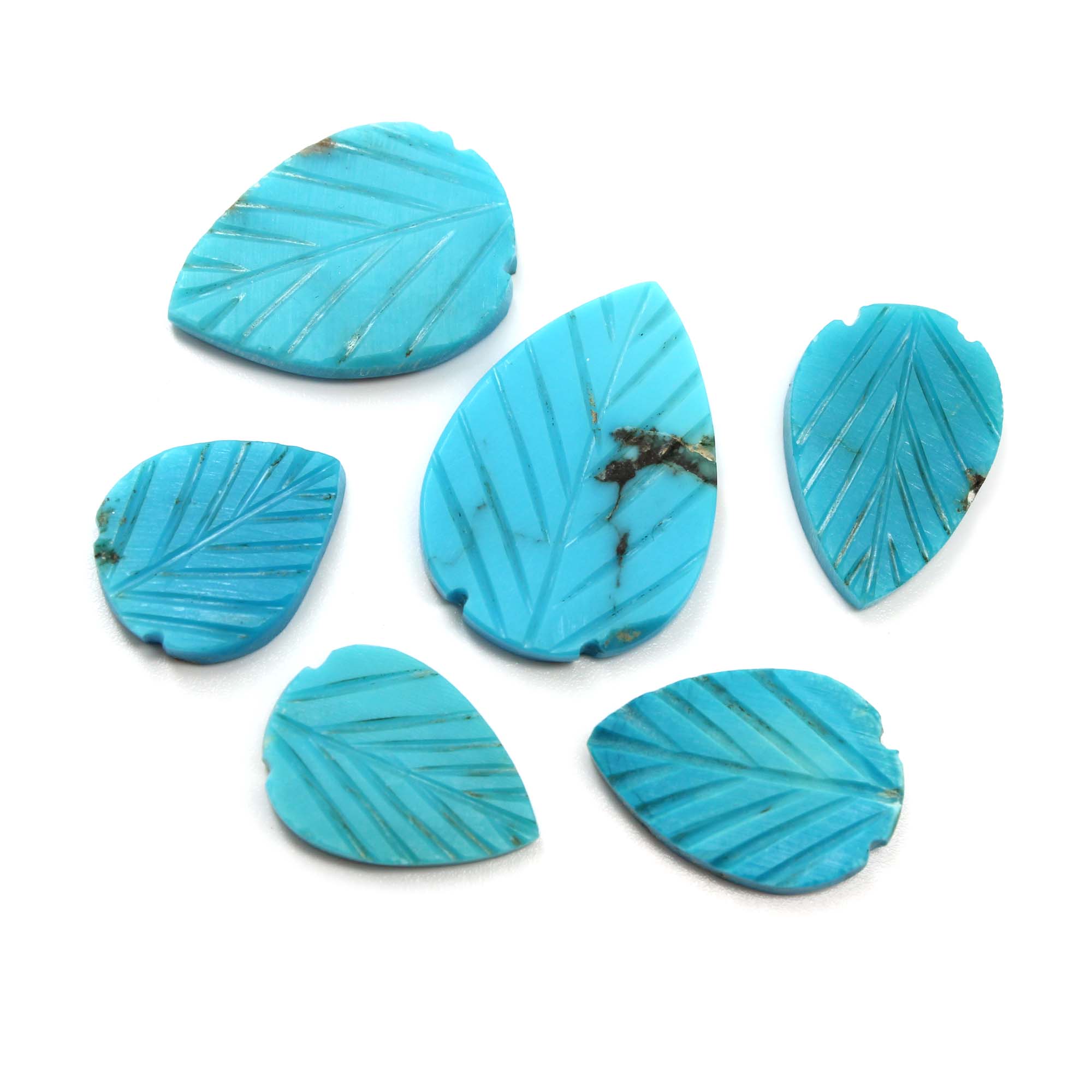 6 Pieces Lot Natural Arizona Turquoise Smooth Carving Pear Shape Supplier