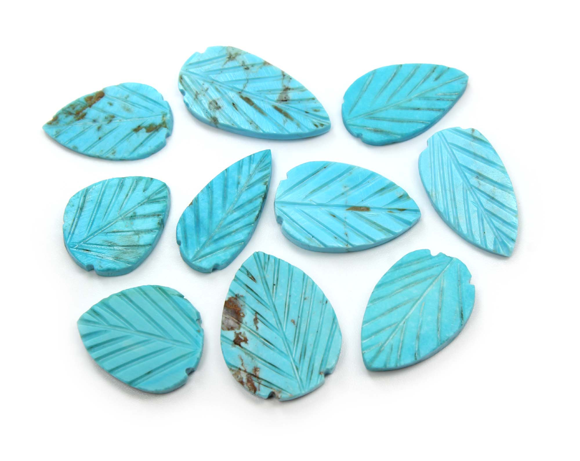 56 Carat Lot Available Natural Arizona Turquoise Smooth Leaf Carving Supplier