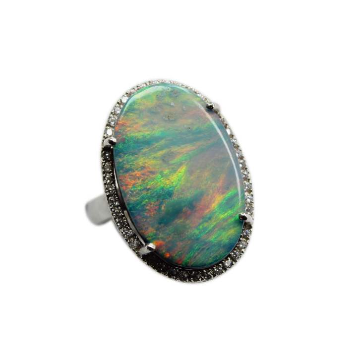 925 Sterling Silver Natural Australian Opal Doublet Gemstone Ring Manufacturer