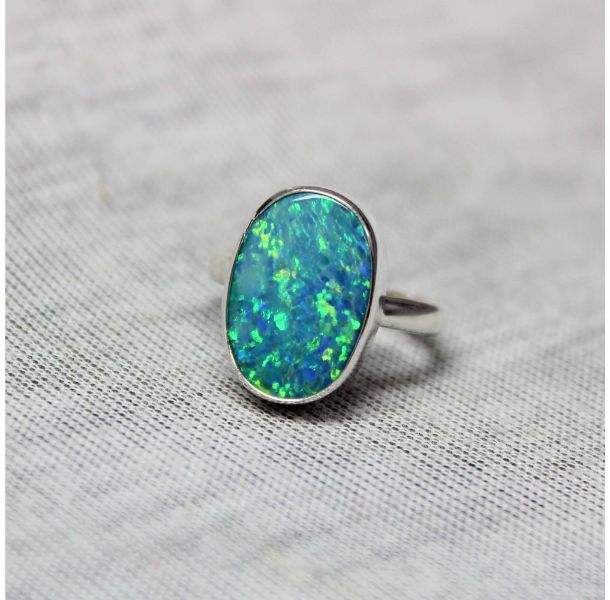 925 Sterling Silver Ring Natural Australian Opal Doublet Gemstone Manufacturer